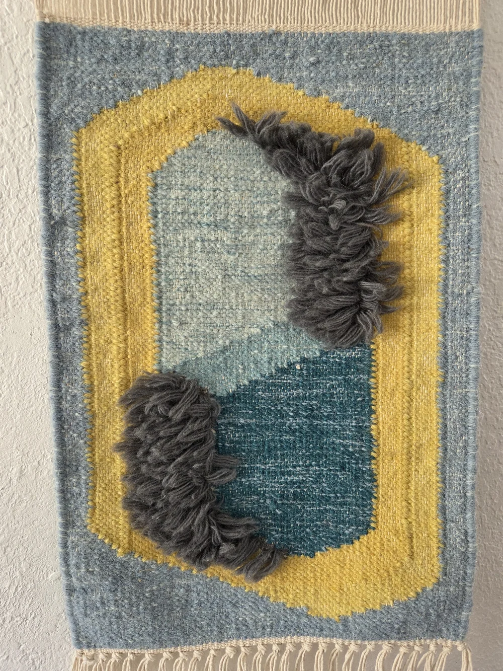West Elm Wool Wall Tapestry Hanging w/ Brass Hanger